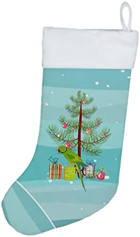Caroline's bysures CK4502CS Prsten papagat sretan božićni božićni čarapa, kamin Viseće čarape Božićna sezona Dekor zabave Obiteljski