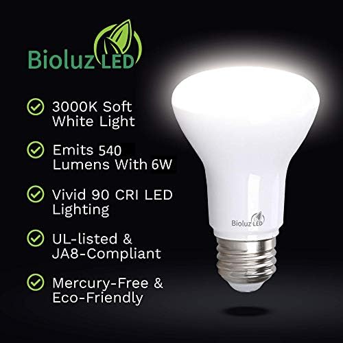 Bioluz LED 20 paket BR20 LED sijalica 2700K topla bijela 6W = 50 Watt zamjena 90 CRI 540 Lumen Unutarnji/Vanjski ul Navedeni CEC naslov