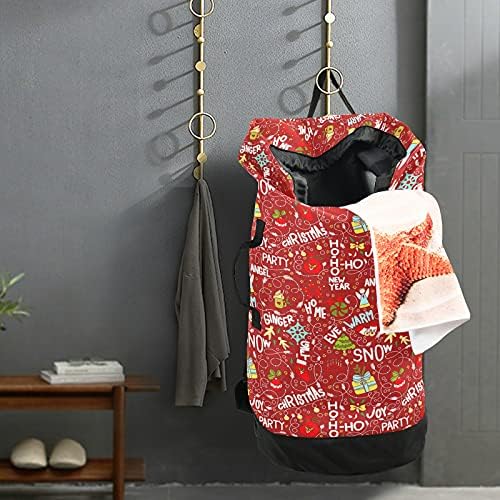 Sretan Božić 19 torba za pranje veša Heavy Duty ruksak za pranje veša sa naramenicama i ručkama putna torba za veš sa zatvaračem vezica