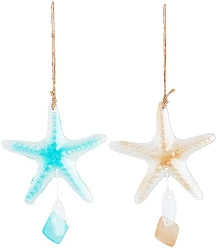 Gorgecraft 1 set 2 stila morskog zvezde ukrasi 13 × 5,5 morsko stakleni zvjezdani ukras Božićno drvsko dekor morskog života nautička