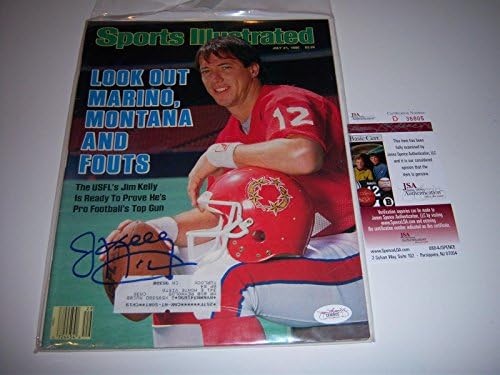 Jim Kelly Buffalo Bills, New Jersey Generals Jsa / coa potpisali su sportske ilustrovane NFL časopise sa autogramima