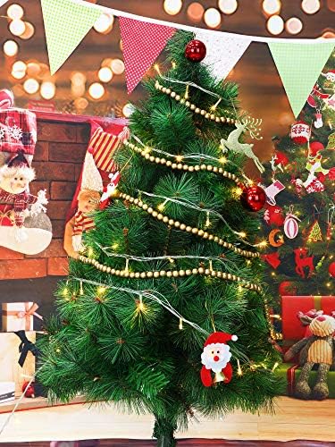 Hicarer Božićska drvena perla Garland Wood Bead Garland Christmas ukrasi za božićne praznike, 12 stopa
