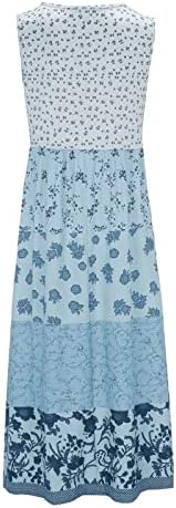 NOKMOPO Ljetne haljine za žene 2023 plaža cvjetna print maxi haljina s dugim rukavima okrugla vrat plaža Flowy Party Beach haljina