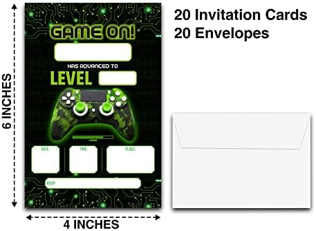 Detiho 4 X 6 Tema za rođendanske stranke za rođendan sa koverte - igra na - Video igra za zabavu - 20 setova - E37