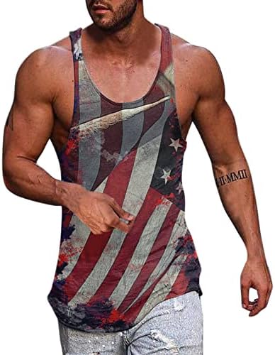Američki zastava vrhovi za muškarce muško ljeto lepršanje zastave zastava za ispis vrhova u obliku kruga bez rukava bez rukava