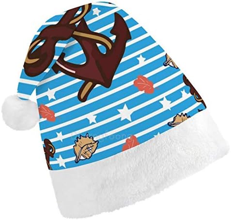 Božić Santa šešir, plavi Sidro uzorak Božić Holiday šešir za odrasle, Unisex Comfort Božić kape za Novu godinu svečani kostim Holiday