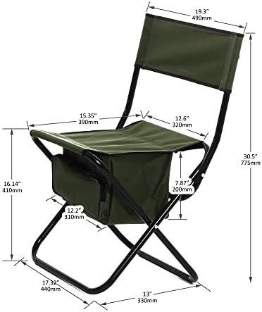 NZPOST 2-komada sklopive vanjske stolice sa torbama za pohranu, prijenosni kamp za kampovanje za kampovanje, izleti i ribolov, maslina
