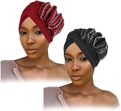 Urieo afrička žena turbana kapa Crystal Beanie Head omotajte rufflewrap paket šešira od 2