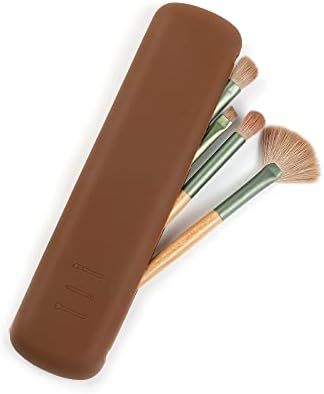 MOTZU travel makeup brush Holder, Makeup Brushes Case, Silicone trendi & amp; Portable Cosmetic face Brushes Bag, Meki i elegantni alati za organizatore šminke, Khaki