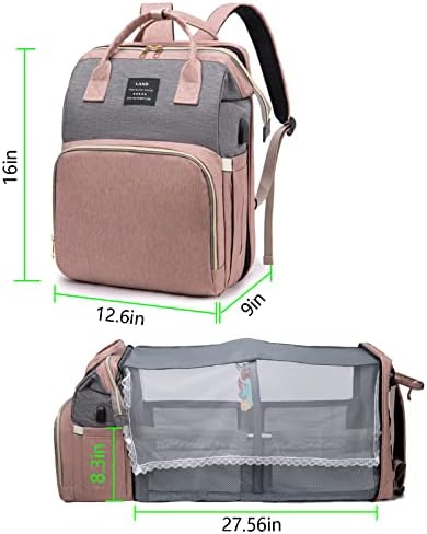 Naniruok torba za pelene ruksak, velike putne torbe za pelene, multifunkcionalna torba za mamu sa USB priključkom za punjenje, velikog