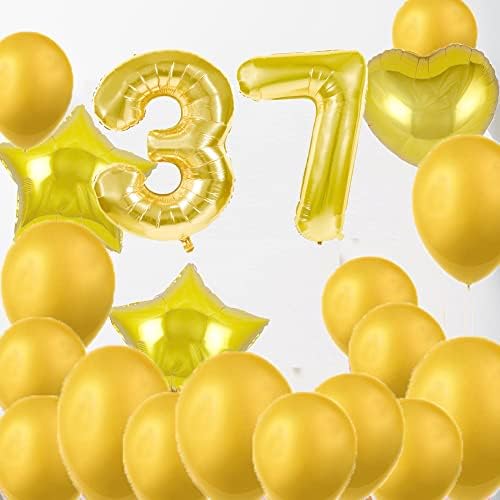 Slatki 37. rođendanski ukrasi za zabavu, zlatni broj 37 baloni, 37. folija milar baloni Latex balon ukras, veliki 37. rođendanski pokloni za djevojčice, žene, muškarce, muškarce, žene, žene, muškarce, fotografije