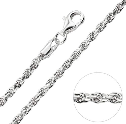 Orabelle Zlatari Srebra .925 italijanski dijamantski rezani lanac užeta 1,5 MM-4,5 MM, 16-30, 925 Srebrni pleteni lančić za ogrlice,