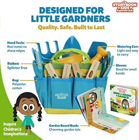 Paket dječijih alata za vrtlarstvo uključuje 2 varijacije boja i divnu knjigu Kako vrtiti priču u svakom setu igračaka