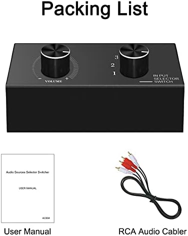 Audio prekidač, RCA Stereo Audio Switmer, Plug & Play kompatibilan sa TV-om, Blu -Ray playerom, DVD playerom, CD-om, pojačalom, zvučnikom