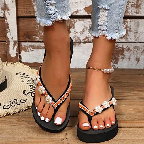 XipCokm ženski flip flops rhinestone klip nožni papuče jastuk debeli klinovi papuče ljetna plaža sandale dame na otvorenom
