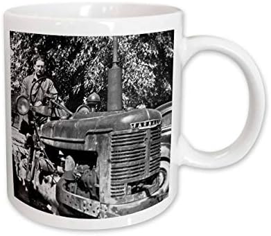 3drose Vintage Farmall traktor crno-bijela keramička šolja, 11 unci