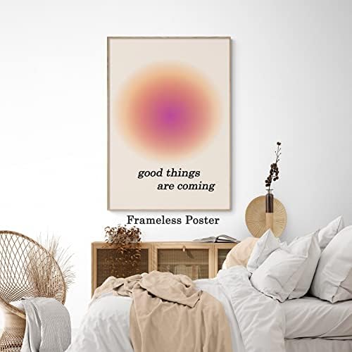 Aura posteri za sobu estetski pozitivni Posteri dobre stvari dolaze zidna Umjetnost minimalistički šareni printovi ljubičasti i narandžasti