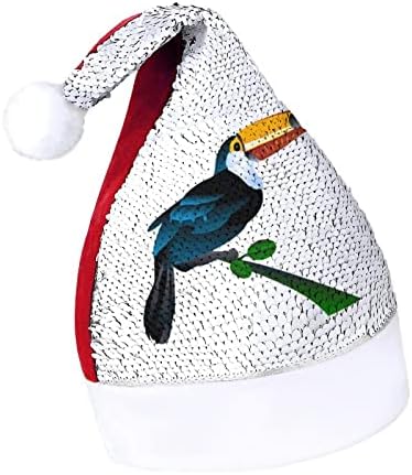 Slatka Toucan ptica Funny Božić šešir Sequin Santa Claus kape za muškarce žene Božić dekoracije Holiday Party