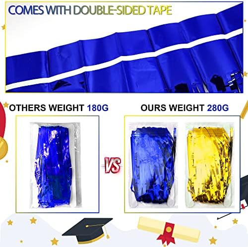 4 pakovanja 3.3 ft x 8.2 ft dekoracije za diplomske zabave plavo zlato šljokice folija rubne zavjese za kućnu maturu na otvorenom