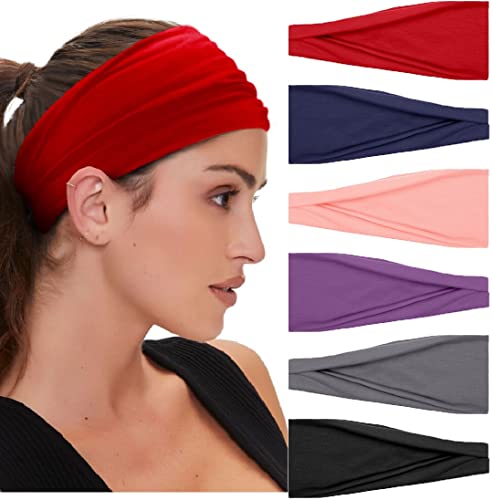 Huachi ženske trake za glavu Boho Workout Yoga Vježba neklizajuća traka za glavu Moda Sumemr trake za kosu, cvjetni Print, 6 pakovanja