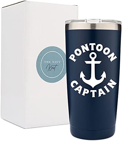 Navy Knot Ponton Captain 20oz Tumbler - dvostruko izolovana čaša za vino od nerđajućeg čelika sa poklopcem - šoljice za kafu - poklon za nautičare, vlasnike pontona ili čamaca - držite pića hladna ili topla