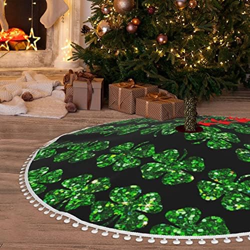 Suknja za božićnu drvvu sa Pom Trim St-Patricks-Glitter-Shamrock Holiday Božićni ukrasi 36