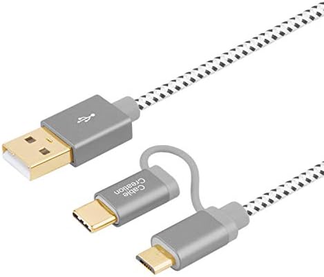 Paket - 2 predmeta: 2 u 1 micro USB C do USB kabela za brzo naboj 08ft + 0,5ft Kratki kabel za punjač iPhone