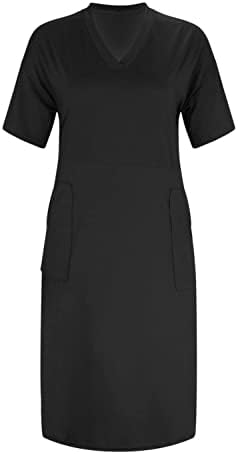 Fragarn plus veličina smiješna haljina za žene crtani tisak sa džepovima Ljeto kratki rukav V izrez Lobatni koljena ugodna haljina