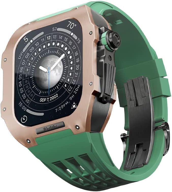 Texum Titanium Case gumeni trak za Apple Watch Series 7 8 Series zamjena visokokvalitetnog silikonskog remena, luksuzni remen za sat