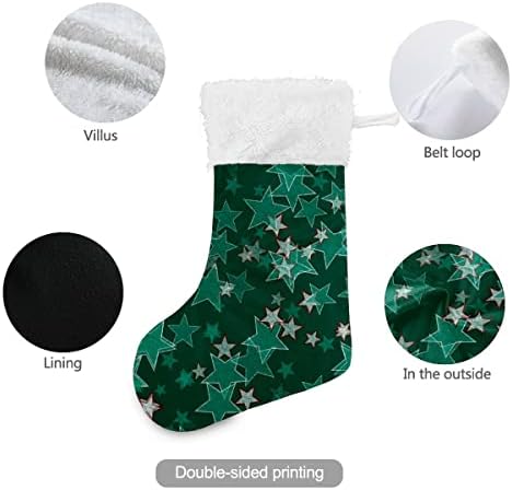 Božićne čarape zelene retro crvene zvijezde uzorak bijela plišana manžetna Mercerizirani baršunasti obiteljski odmor personalizirani