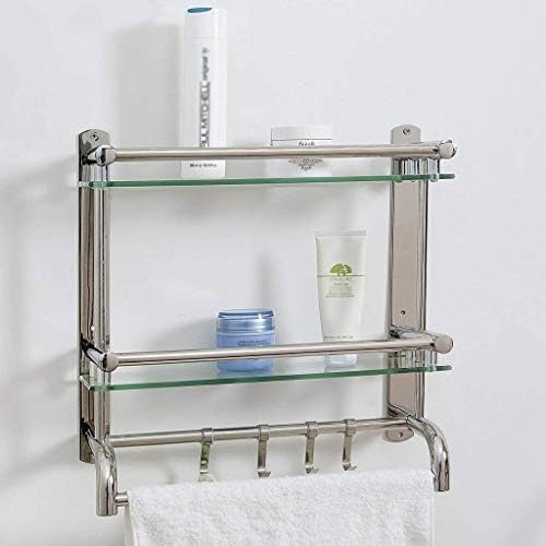 Erddcbb Skladište kupaonice, polica za kupatila Kreativni multifunkcionalni stalak za pohranu Moderni zidni montirani staklo za ručnik od nehrđajućeg čelika
