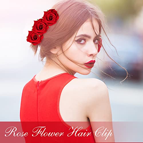 12 paketa Rose Hair Clip Flower ukosnica cvjetni broš cvjetne kopče za kosu Meksički cvjetovi ukosnice potrepštine za zabavu za žene Rose Hair Accessories vjenčani paket