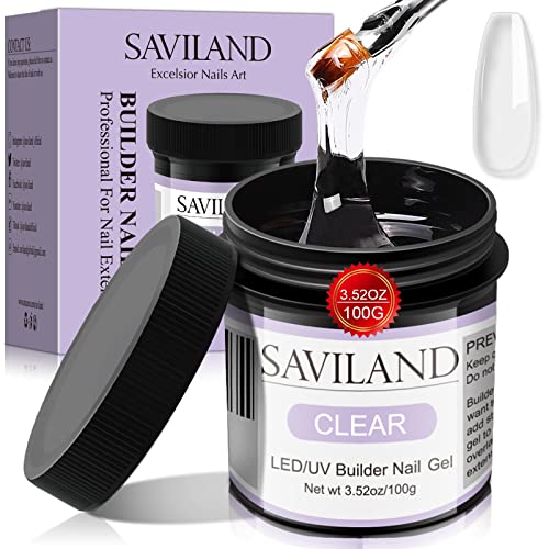 Saviland Builder Gel za nokte-100g / 3.5 oz veliki kapacitet Clear Hard Gel za nokte, Gel za produžavanje noktiju za jačanje noktiju DIY Nail Art manikir