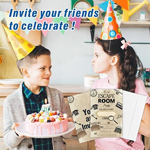 Rustikalne pozivnice za bijeg, dvostrane vintage emitiraju kartice za rođendan, dječake, djevojke, djecu, tinejdžer, 20 pozivnica