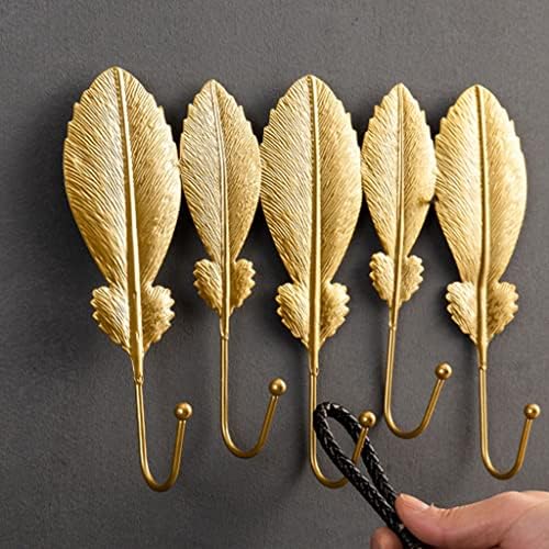 ZJHYXYH Zlatni list oblik nordijski stil kovanog željeznog željeznog zidnog vešalica viseći stalak za skladištenje za odjeću za kućnu