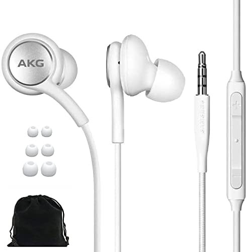 Samsung AKG ožičeni ušicirini slušalice za uši u obliku ušiju sa daljinskim i mikrofonom za muziku, telefonski pozivi, radovi - buka izolacioniranje dubokih basa, uključuje baršunaste torbice - bijelo