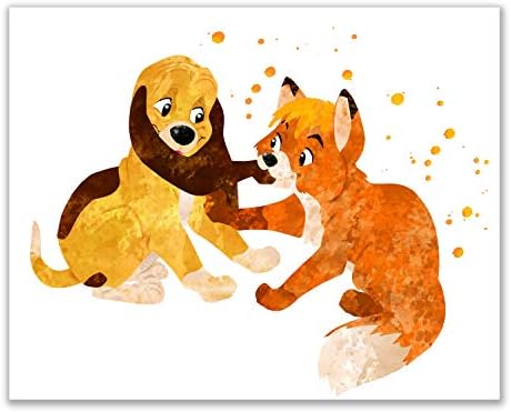 Fox and The Hound-Set od 3 štampe postera - slatke akvarelne fotografije