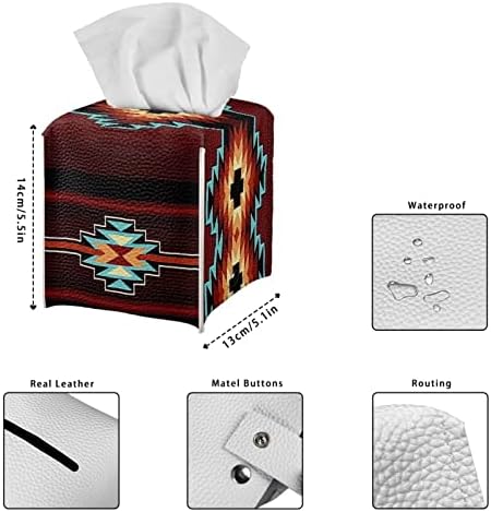 Glenlcwe Southwestern američki azdec tkivo tkiva pokrivač s tvim kožnim tkivnim tkivom držač tkiva Tkivo tkiva papir kocki držač tkiva, seoska kuća Kuhinja Dekor kupaonice