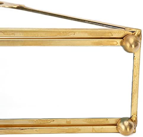 Ogledalo nakit, prozirni stakleni parfem za skladištenje elegantnog posebnog zlatnog metalnog okvira ukrasna nakita