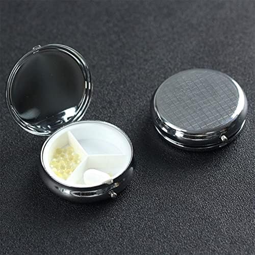 Crna teksturirana Mermerna okrugla kutija za pilule, Mini prenosiva kutija za pilule, pogodna za pilule vitaminski dodatak ribljeg ulja