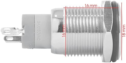 Jacobsparts prekidač sa održavanim tasterom za uključivanje/isključivanje kružnog metalnog srebra sa zelenim simbolom snage LED svjetlo odgovara otvoru za izrezivanje ploče prečnika 5/8
