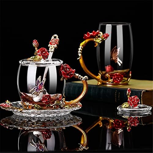 ZlxDP Langcai Dielianhua ružični čaj čaša staklena kućna čaša otporna na toplinu otporna na vodu mlijeko za čaj za čaj za ženske šalice Pokloni