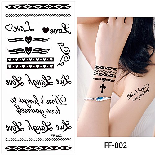 Glaryyears Pisma Riječi Privremena tetovaža, lažne tetovaže od 5 paketa, dugotrajne realne naljepnice za tetovaže za ručima za prste