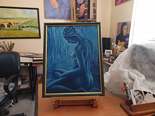35 x 50 cm ručno oslikana uljana slika na platnu gola u plavoj boji