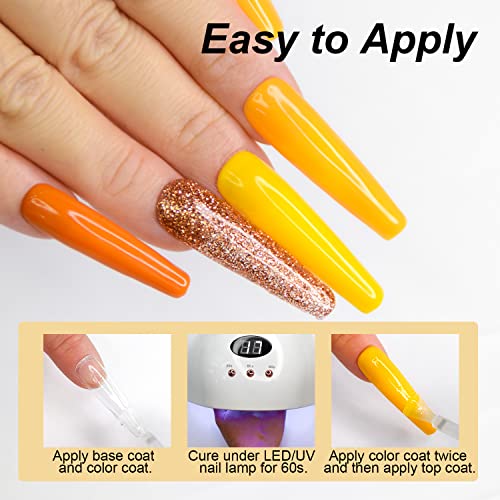 Eodci gel komplet lakova za nokte, UV Gel lak 6 boja narandžasto žuta Glitter Brown serija Soak Off Set Gel lakova za Nail Art kućni