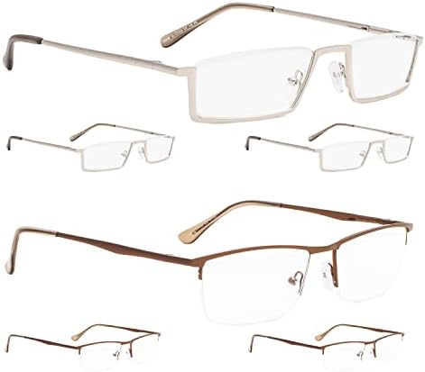 LUR 3 pakovanja metalnih naočara za čitanje sa pola oboda + 3 pakovanja naočara za čitanje Bez poluoblikova