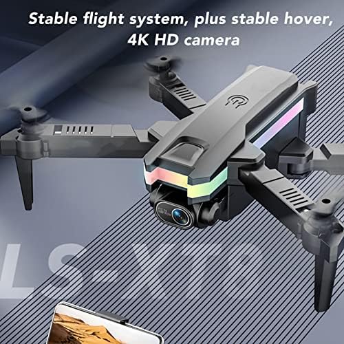 Luqeeg Quadcopter na daljinsko upravljanje, Mini Drone fotografije iz vazduha, raznobojne igračke sa svjetlosnim avionom sa kamerom 4k Hd pikseli, WiFi funkcija, režim bez glave poklon igračke za lako letenje