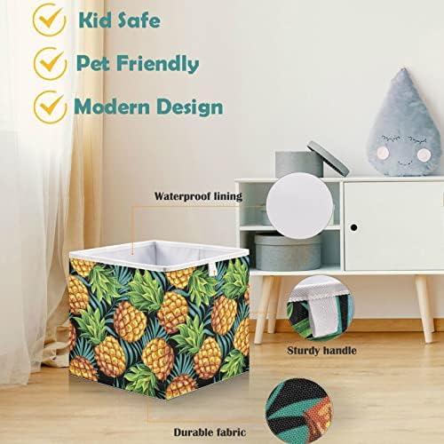 Vissunny orkets košare Tropsko ananas sa palminskim granom za odlaganje tkanine košare za organiziranje polica Sklopive kocke kocke za odjeću, igračke, toaletni prostor za baby