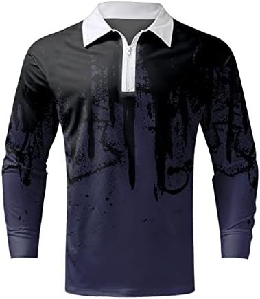 Wocachi 2022 MENS polo majice, dugi rukav 1/4 zip up vrat Golf Tops Street 3D digitalni tiskani majica
