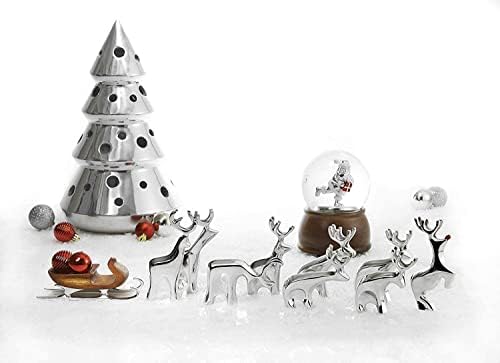 Nambe crveno-nožena figurica | Zbirka odmora od metala | Kolekcionarski reindeer Christmas Home Decor | Akcisi za kisu za policu za